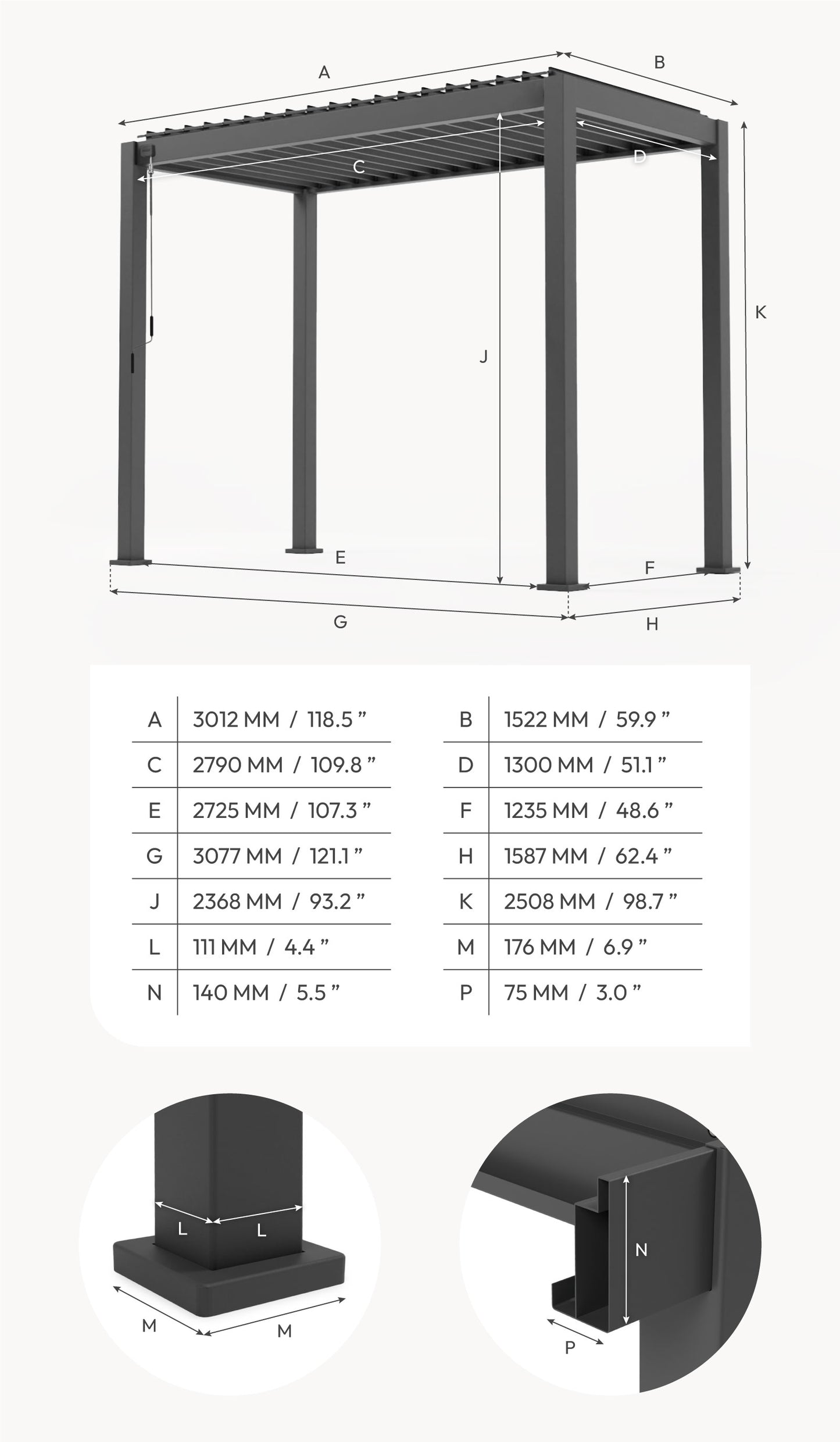 Nova Titan 1.5 x 3m Aluminium Pergola