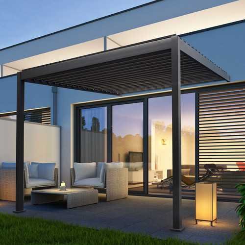 Nova Titan Aluminium Wall Mounted Pergola - 4m x 3m Rectangular - Grey