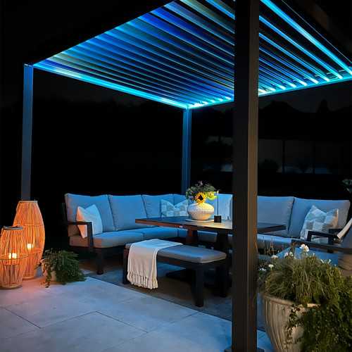 Nova Titan Plus LED 3m x 3m Rectangular Motorised Aluminium Pergola Grey