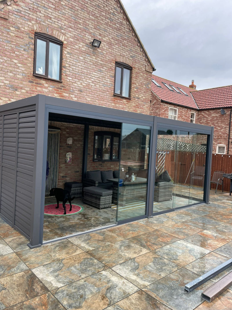 Load image into Gallery viewer, Blakesleys Aluminium Pergola - Glass Sliding Door System - New Model
