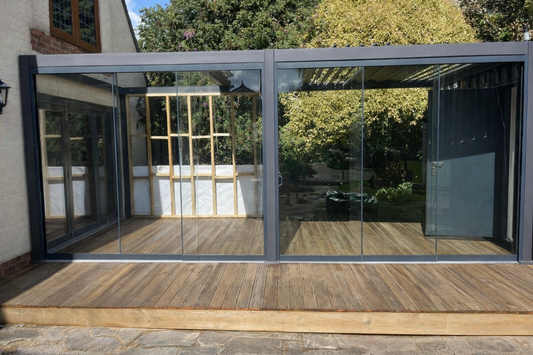Nova Titan Aluminium Pergola 6m x 3.6m Rectangular optional Glass sliding Doors - Grey