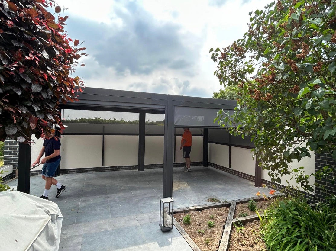 Nova Titan Aluminium Pergola 6m x 3.6m Rectangular optional Glass sliding Doors - Grey