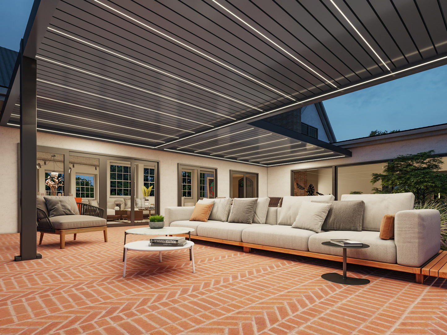 PergoTec M6 PRO Aluminium Pergola Motorised Roof / Rain Sensor & Led Lights