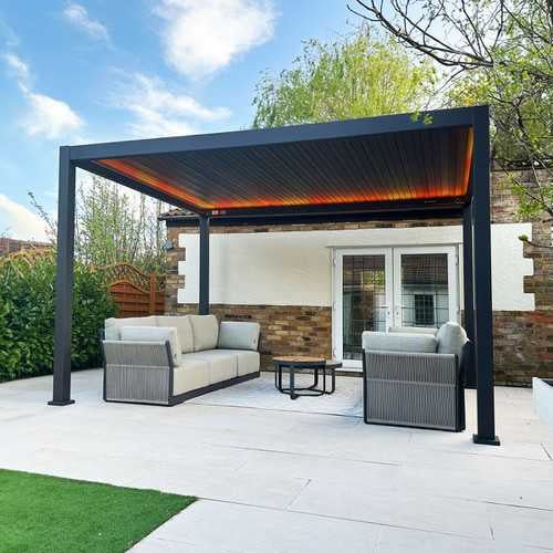 Load image into Gallery viewer, Titan Plus LED 4m x 3m Rectangular Motorised Aluminium Pergola Grey
