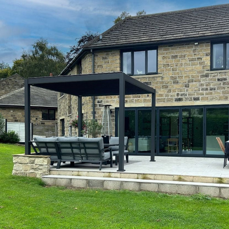 Load image into Gallery viewer, Titan Plus LED 4m x 3m Rectangular Motorised Aluminium Pergola Grey
