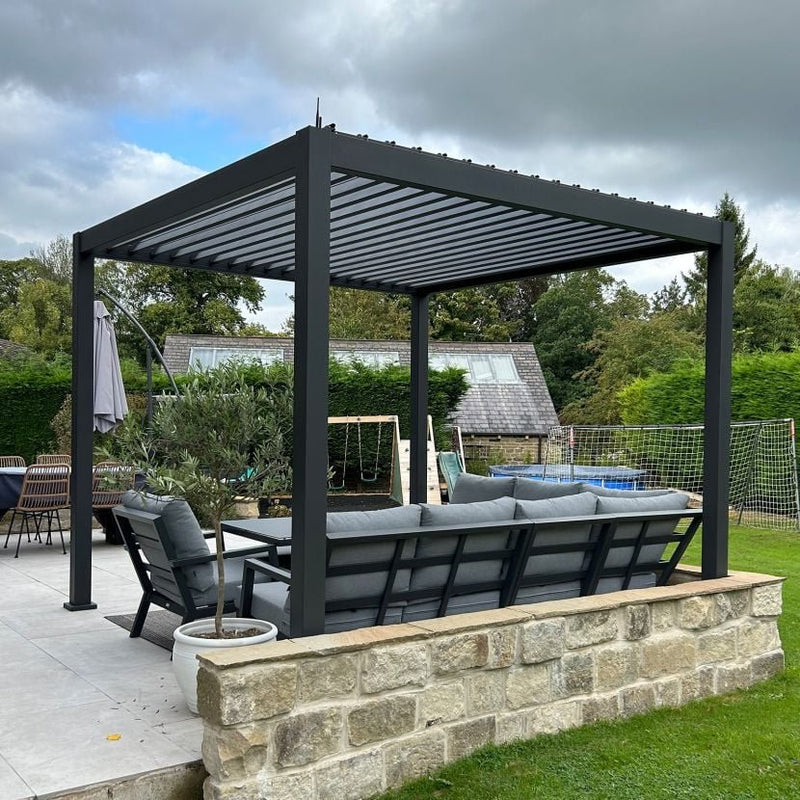 Load image into Gallery viewer, Titan Plus LED 4m x 3m Rectangular Motorised Aluminium Pergola Grey
