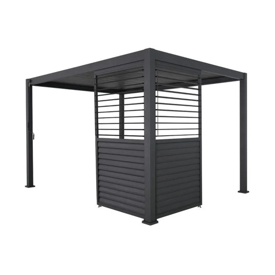 Titan 1.33m Aluminium Side Wall With Adjustable Louvres for 4m Titan Pergola - Grey