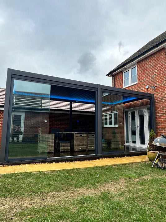 Titan Plus LED 6m x 3m Rectangular Motorised Aluminium Pergola Grey