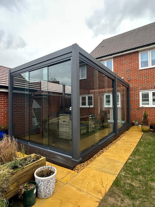 Titan Plus LED 6m x 3m Rectangular Motorised Aluminium Pergola Grey