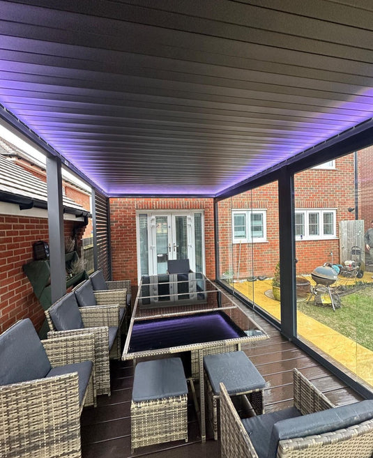 Titan Plus LED 6m x 3m Rectangular Motorised Aluminium Pergola Grey