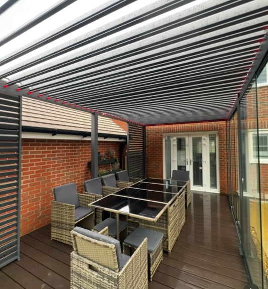 Titan Plus LED 6m x 3m Rectangular Motorised Aluminium Pergola Grey