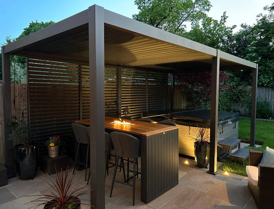 Titan Plus LED 6m x 3m Rectangular Motorised Aluminium Pergola Grey