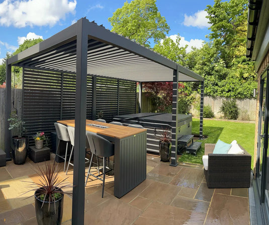 Titan Plus LED 6m x 3m Rectangular Motorised Aluminium Pergola Grey