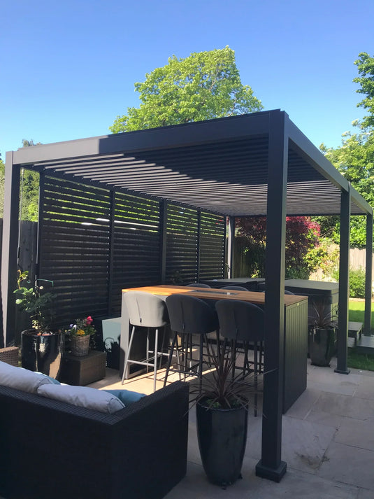 Titan Plus LED 6m x 3m Rectangular Motorised Aluminium Pergola Grey