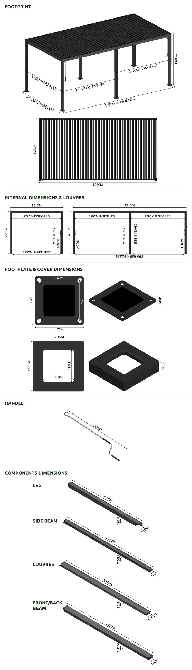 Load image into Gallery viewer, Titan Plus LED 6m x 3m Rectangular Motorised Aluminium Pergola Grey
