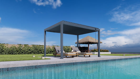 PergoTec M6 PRO Aluminium Pergola Motorised Roof / Rain Sensor & Led Lights