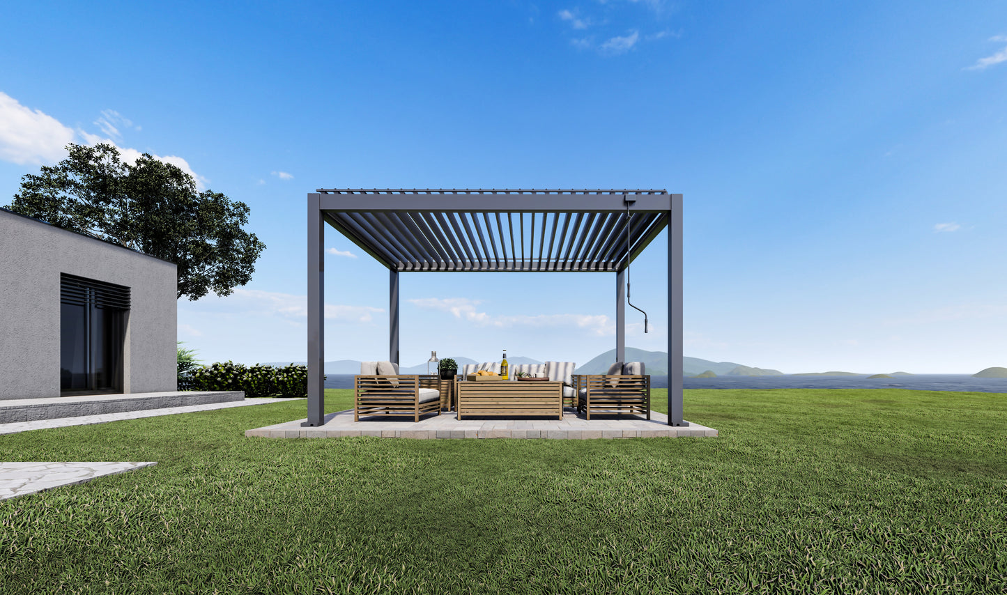 PergoTec Lite Motorised Roof Aluminium Pergola Led Lights