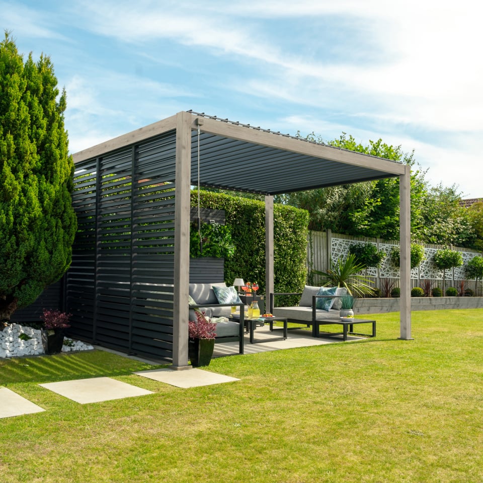 Titan Aluminium Pergola - 4m x 3m Rectangular - Wood Look