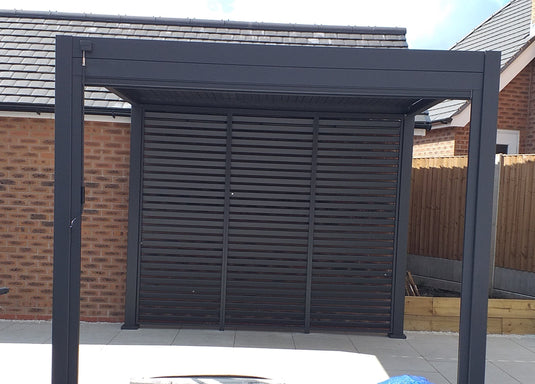 Titan 1m Aluminium Side Wall With Adjustable Louvres for 3m Titan Pergola - Grey