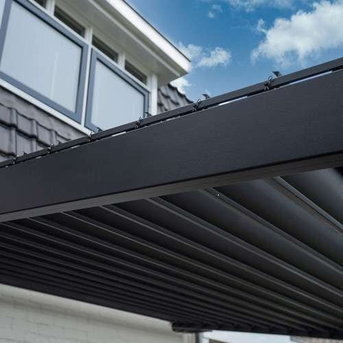 Titan Aluminium Wall Mounted Pergola - 3m x 3m Square - Grey