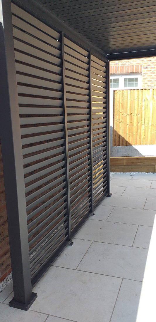 Titan 1m Aluminium Side Wall With Adjustable Louvres for 3m Titan Pergola - Grey