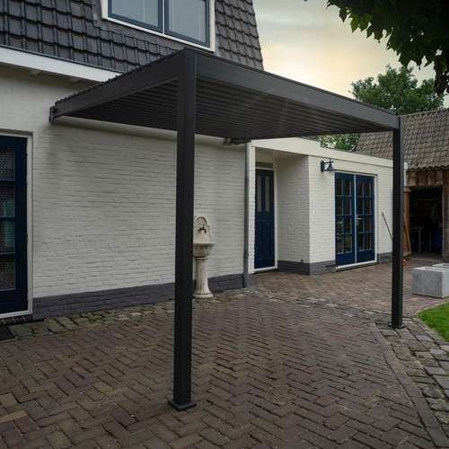 Titan Aluminium Wall Mounted Pergola - 3m x 3m Square - Grey